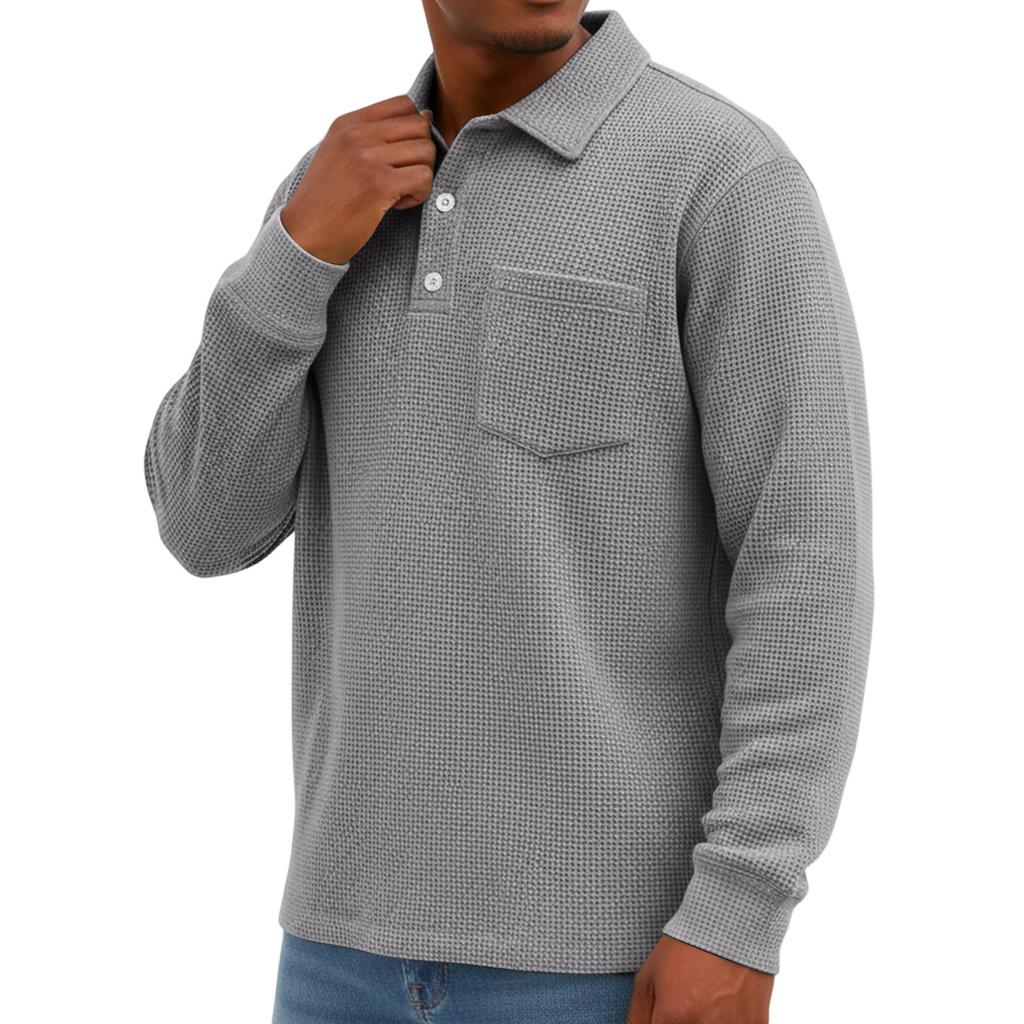 Men's Knit Casual Pocket Collar Pullover , Long Sleeve Daily Wear