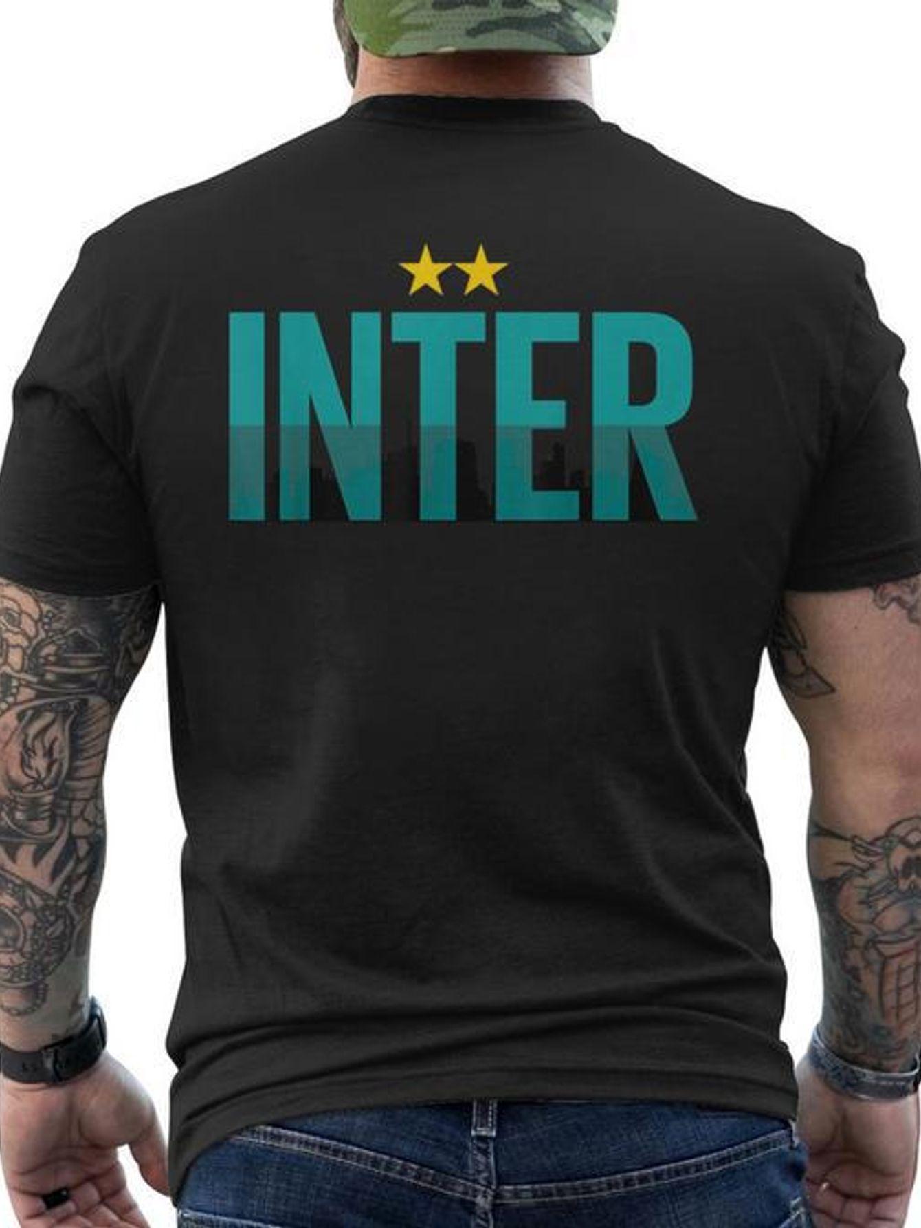 

Men S Official Fan T-Shirt from Inter - Featuring a Distinctive Italian Design with The Iconic INTER Logo on The Back And a Teal Emblem XXXXL