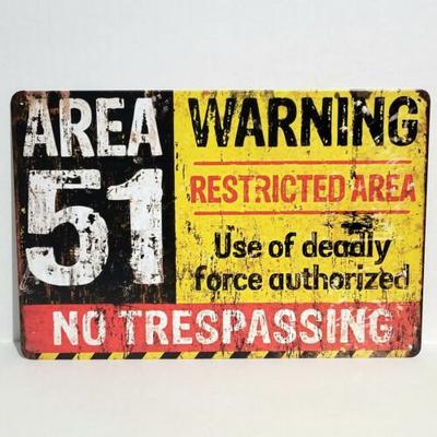 Area 51 Divieto di Accesso Cartelli in Latta Metallici Rustici Vintage Man Cave Garage