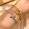CARLIDANA Hammered Snake Stainless Steel Double Layer Cuff Bangle Water Wave Gold Plated Fashion Jewelry Bracelets Bangles