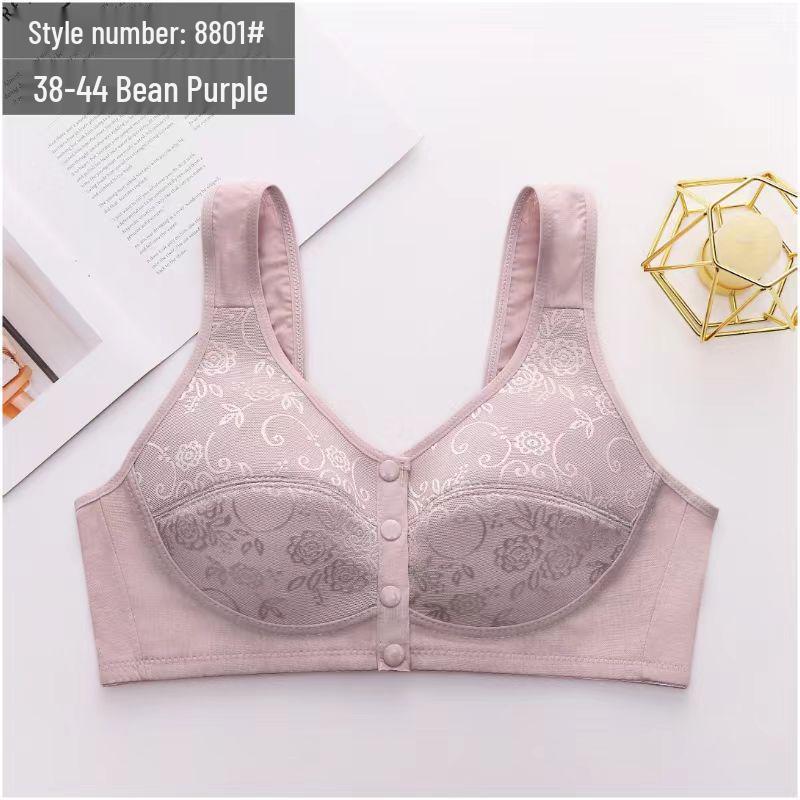 Wire-Free Lace Front-Open Bra for Plus Size Women 40/90