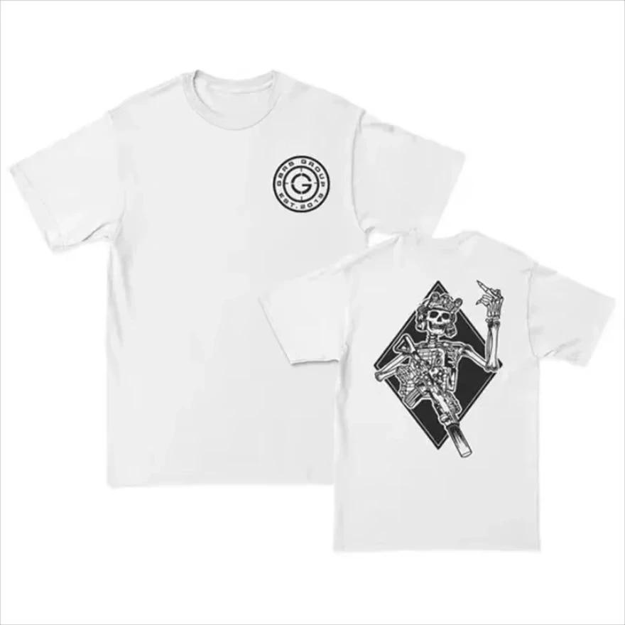 Summer Men's T-shirt Front Observation Group Men's double-sided T-shirt front and back Crazy cotton T-shirt