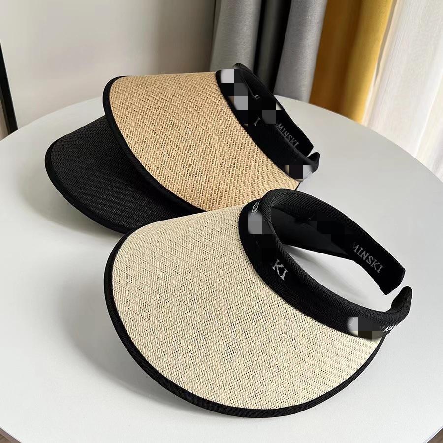 Summer New Korean Version Sunscreen Hat Vinyl Empty Top Sun Hat Face Covering Small Sun Hat Fashionable Versatile Women's Straw Hat