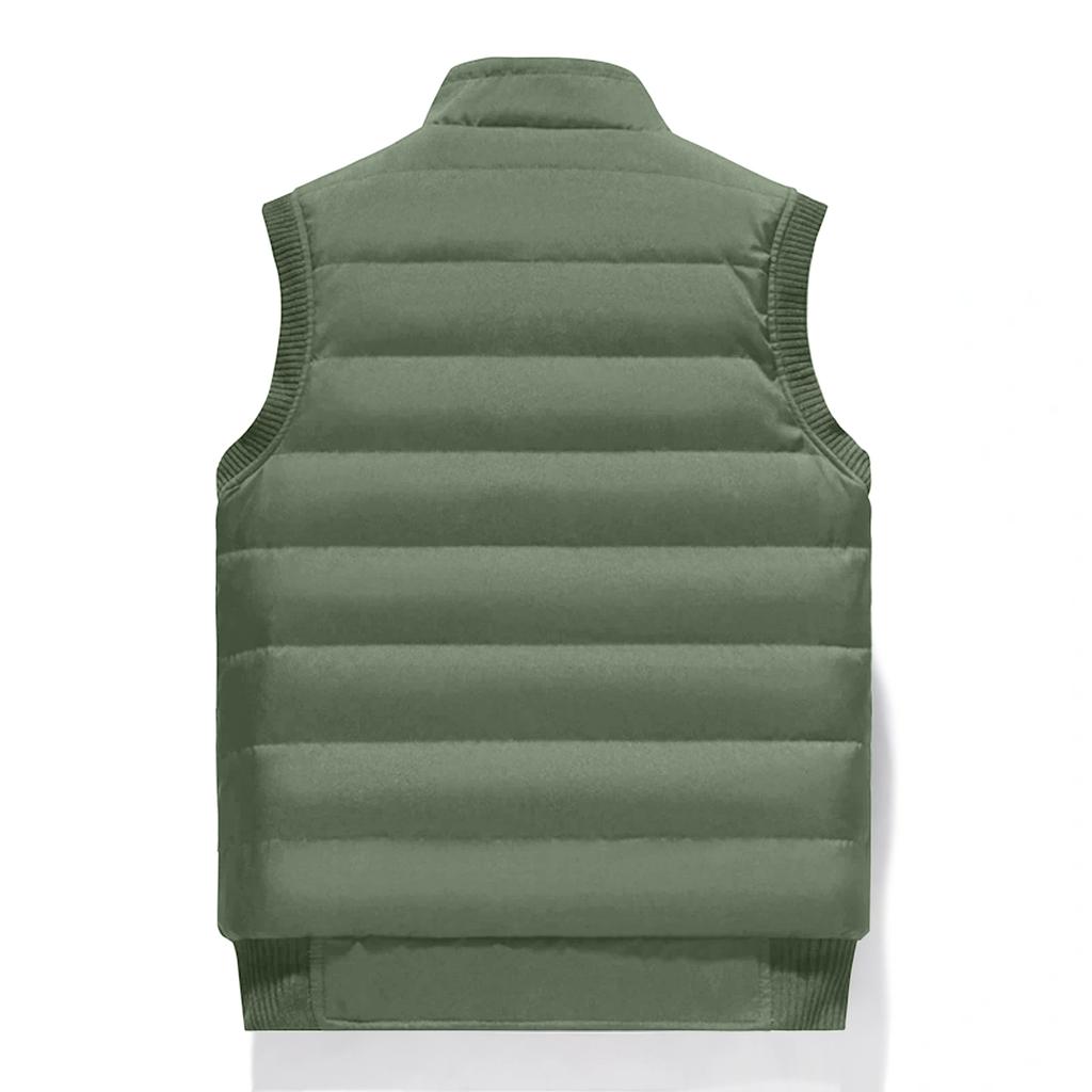 Men's Casual Solid Color Vest, Men's Stand-up Collar Zipper Fleece Warm Sleeveless Vest