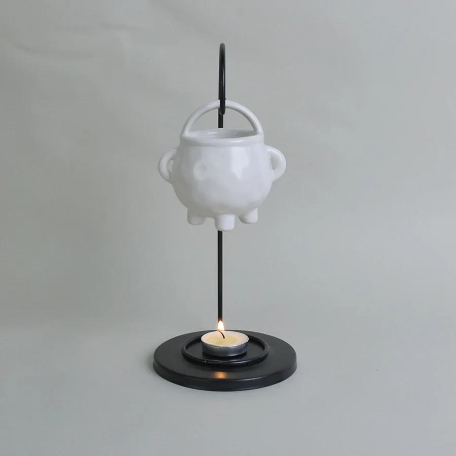 1pc Essential Oil Burner with Iron Hook, Ceramic Aromatherapy Decor, Indoor Fragrance Ornament (Without Incense)