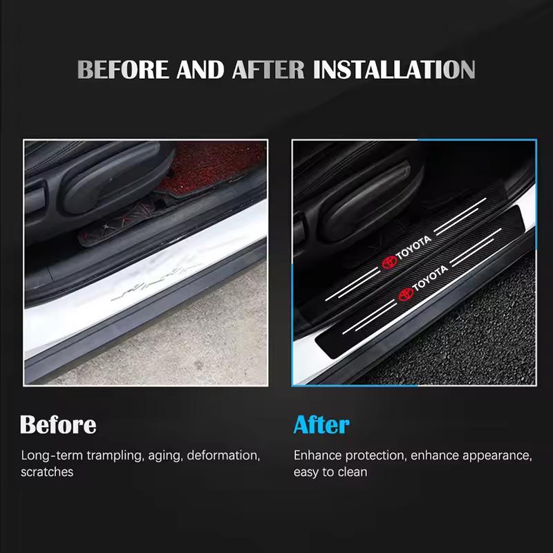 Leather Car Door Sill Plate Protector Stickers Threshold Side Anti Scratch Tape Protection for Toyota GR Car Accessorie