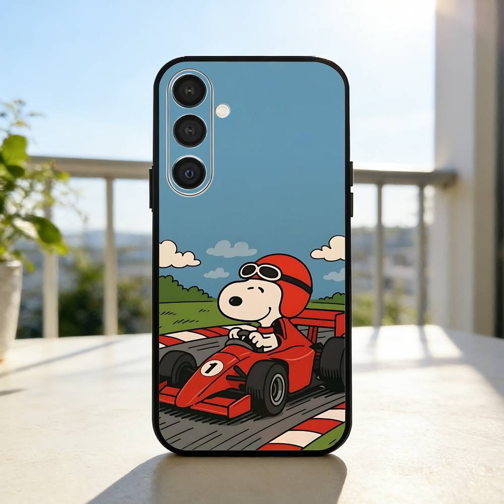 Cute S-Snoopy D-Dog Phone Case For Samsung A73,72,71,A52,51,40,41,A22,A32,31,A13, Soft Black Shell