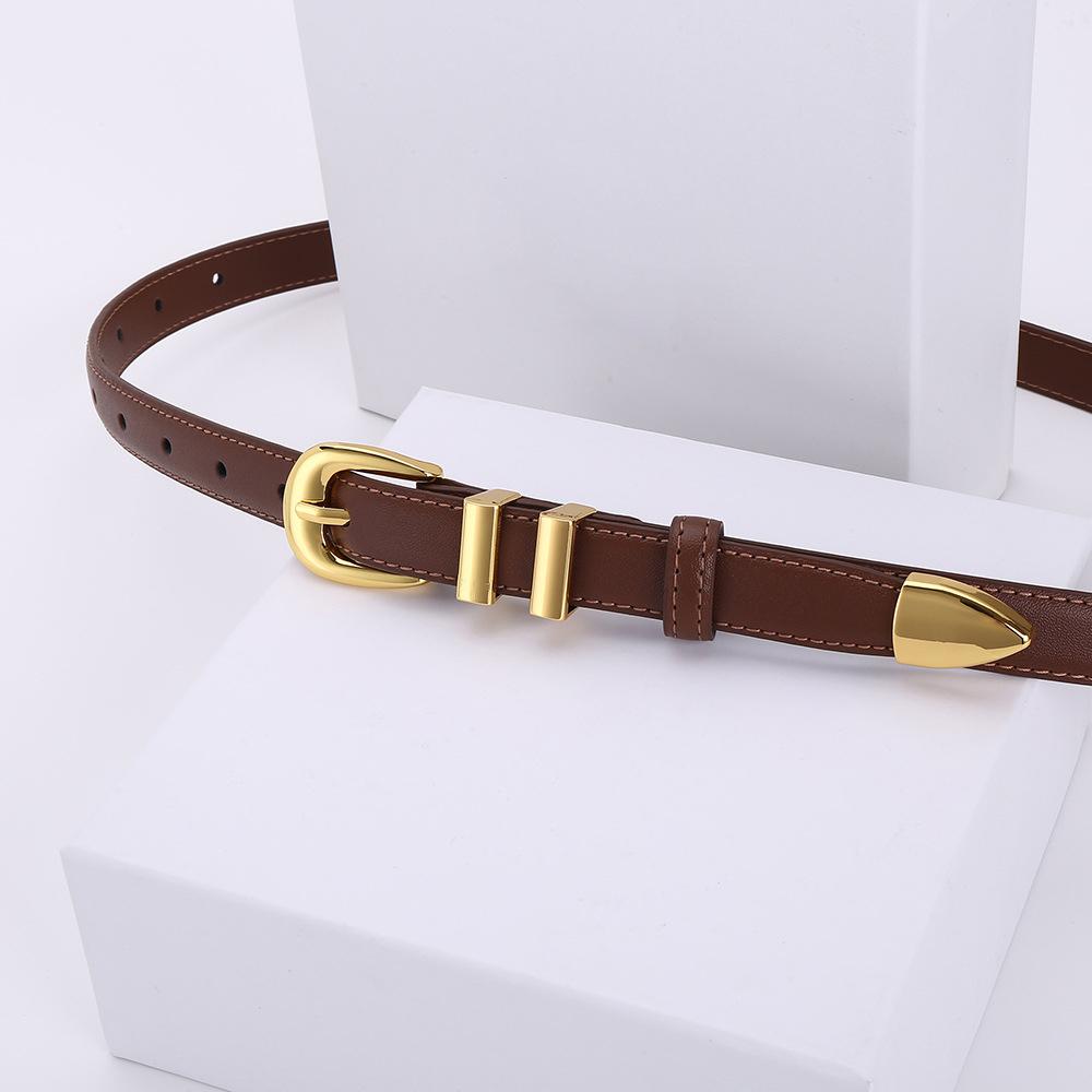 

Ladies genuine leather cowhide hot style ladies belt female versatile decoration fashion trend high-end sense 110cm коричневий