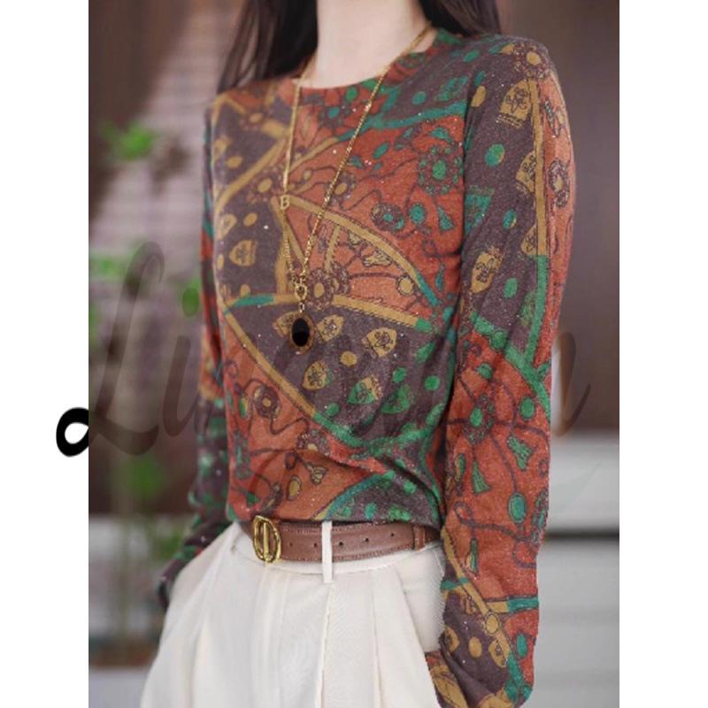 

Floral Round Neck Top: Slimming, Age-Reducing, Stylish Autumn Shirt for Women 3XL