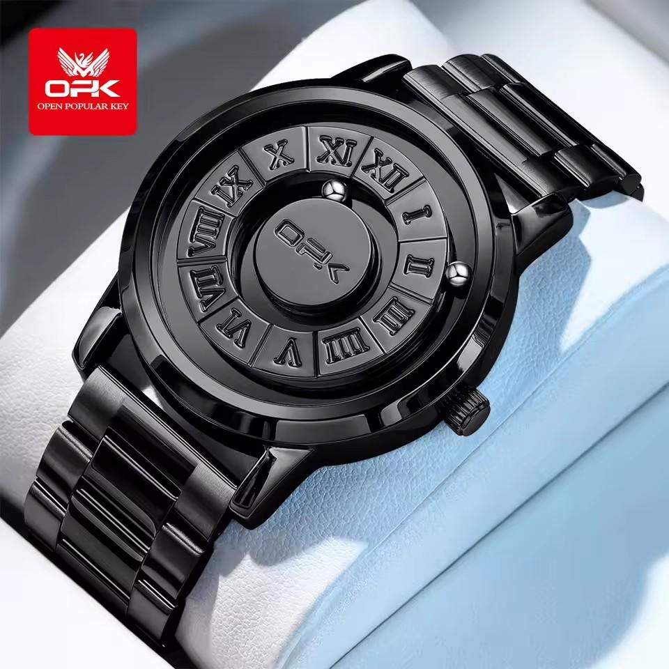 OPK Top Luxury Men Quartz Watches With Magnetic Levitation Hollow Out Stainless Steel Waterproof Men's Watch Oval Case Clock