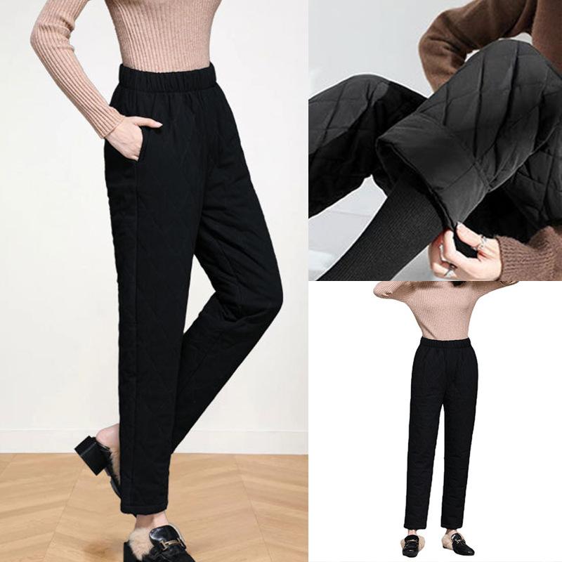 Warm Cotton Pants Female Winter Outer Wear Harun High-waisted Padded Large Yards Thickened Elastic Thin Windproof Can Be Worn Outside