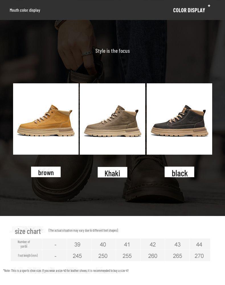 Męskie buty Martin za kostkę w stylu retro - Casualowe skórzane buty robocze