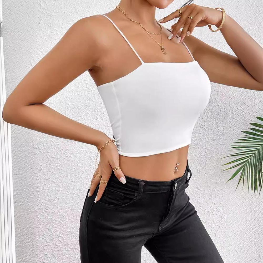 Casual Tank Top U Neck Crop Tops Frauen Sommer Camis Einfarbig Leibchen Mode Rohr Weibliche Ärmellose Gestellte Weste Y2K kleidung
