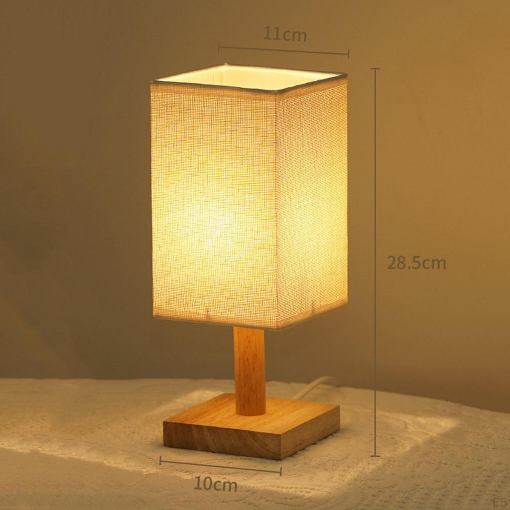 Bed Lamp, Lamp with Linen Fabric Shade, Small Nightstand for Nursery, Bedroom, Kids Children