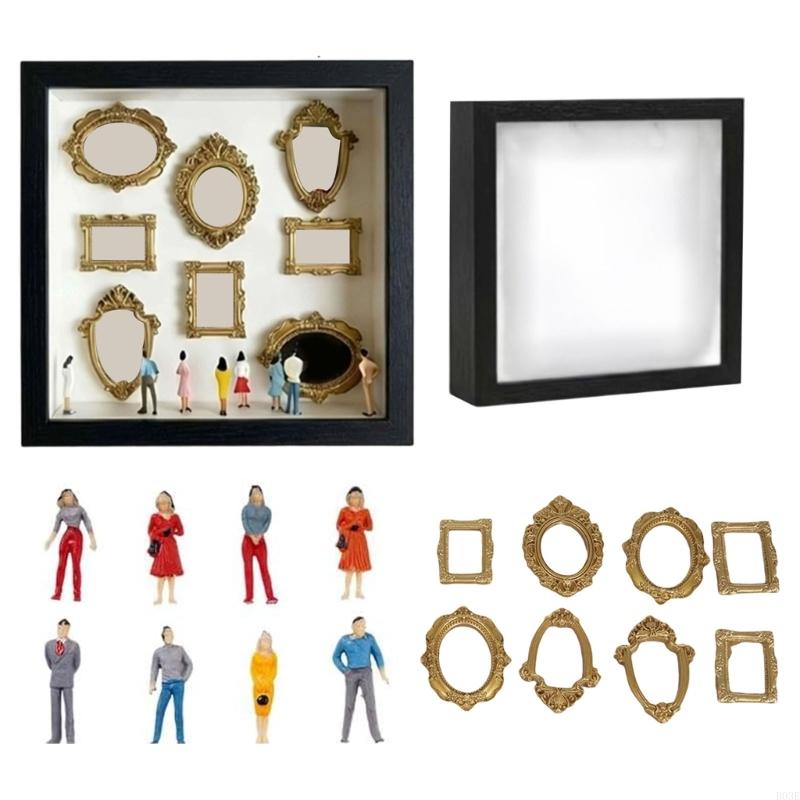 DIY Mini Museums Silhouettes Box,Shadows Box Frame Display Case,Personalize Photo Shadows Box Display with Figurine B03E