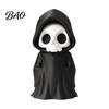 Halloween Skeleton Decoration 3D Printed Grim Reaper Figurine, Gothic Black Robe Statue, Horror Theme Party Supplies Mini Model Toy for Desktop