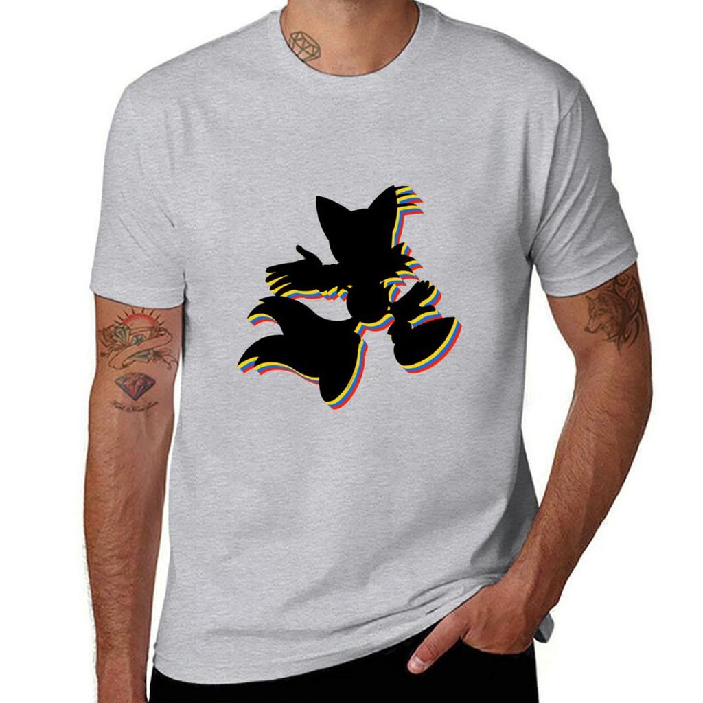 Tails Miles Prower Multi Coloured Tshirt blacks Short sleeve tee korean fashion men clothings