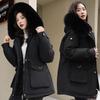 Fleece Thickened Coat Women's New Winter Waist Medium and Long Casual Hooded Parker Cotton Clothes Women