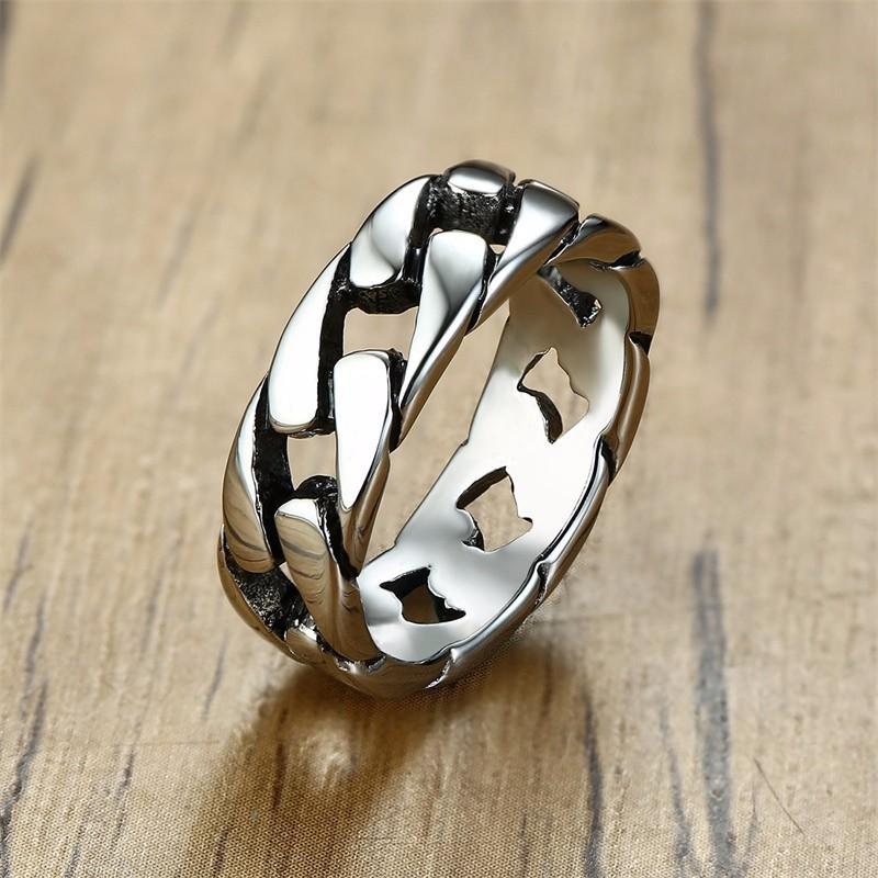 

Vnox Dropshipping Stylish Fixed Link Chain Ring for Men High Quality Stainless Steel Male Bands Unique Gift for Him 12 срібний