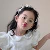 White Princess Hair Hoop Korean Children Headband Elegant Pearl Bow Hairbands  Hair Accessories