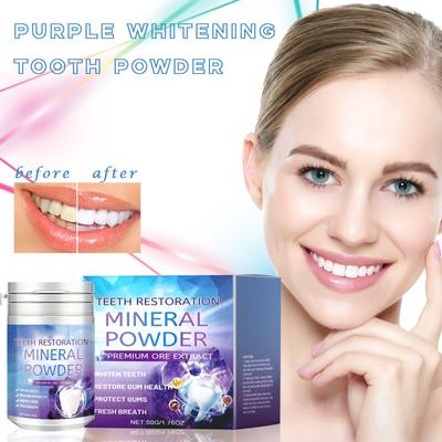Purple Whitening Tooth Cleansing Powder Oral Cleansing Fresh Breath Whitening Tooth Cleansing Powder Oral Hygiene Care Powder 50g