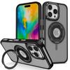 For iPhone 16 Pro Case TPU+PC Matte Backplate Phone Cover with Silicone Ring Kickstand