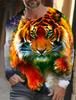 Nuova Felpa Pullover con Stampa Tigre 2024 Autunno Inverno Casual da Uomo a Maniche Lunghe Girocollo Streetwear Harajuku Abbigliamento da Uomo