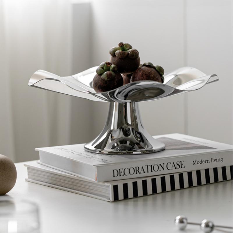 Tainless Steel Plate, Fruit and Snack Tray, Wavy Irregular Metal Storage Tray, Dining Table Decoration, Scandinavian Style