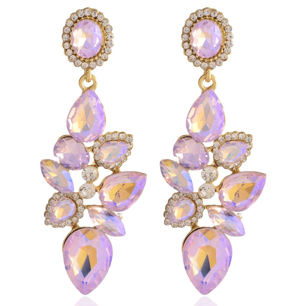 European Fashion Leaf Drop Earrings With Rhinestones For Women Formal Events