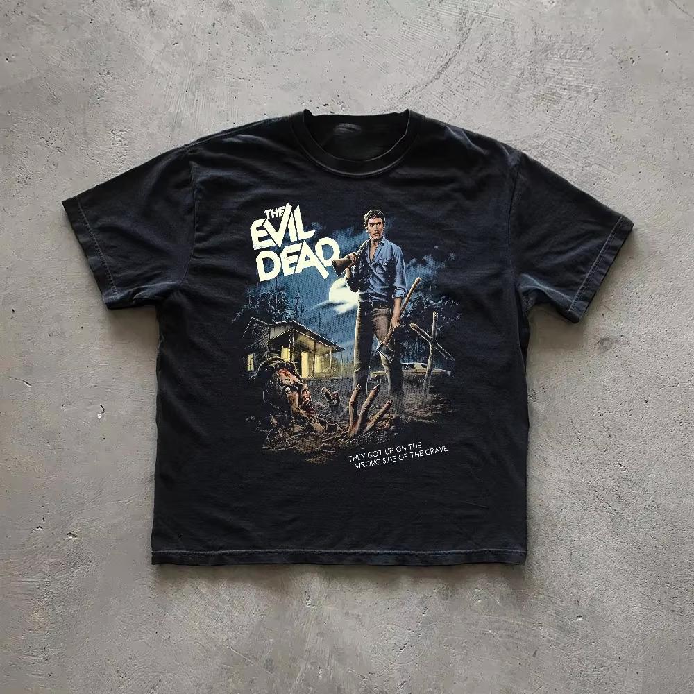The Evil Dead Vintage Tee Ash Williams Retro Horror Shirt Clothing Graphic Short Sleeve Shirt Unisex Women AllSeason