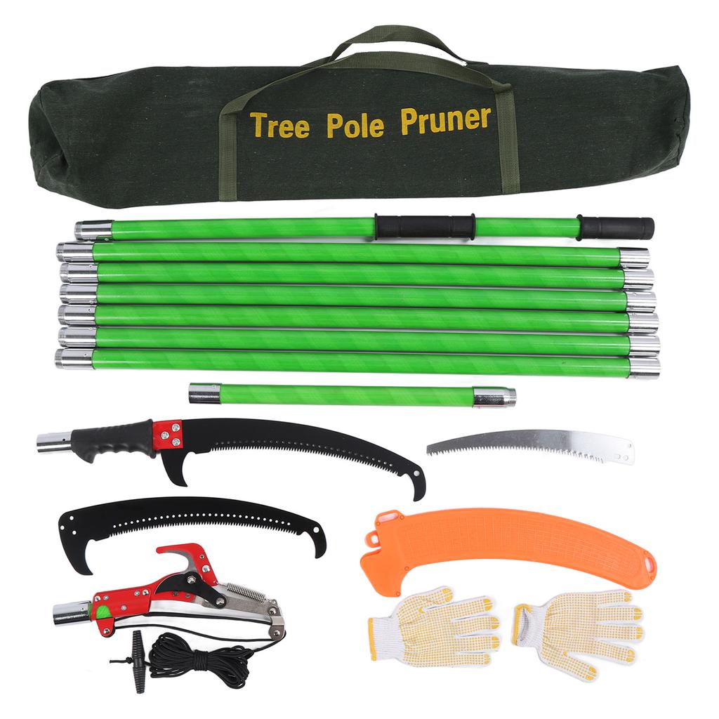 Manual Pole Saw 26 Feet Extendable Tree Pole Pruner High Branch Trimmer with Lightweight Fiberglass