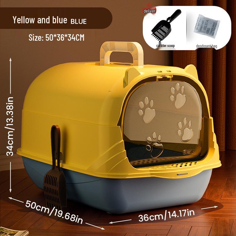 Caja de Arena para Gatos Extra Grande a Prueba de Olores Cerrada con Bandeja Anti-Salpicaduras Removible