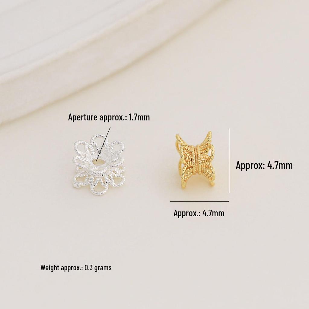 18k Gold-Filled Color-Preserving Hollow Waist Flower Spacer Beads for DIY Double-Sided Crystal Bracelet Jewelry