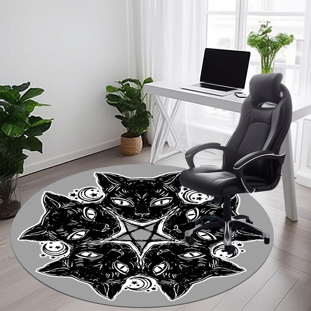 1pc Witchcraft Cats Office Round Area Rug, Indoor Mat Suitable ForOffice, Under Office Chairs Bedroom Living Room Home Decor, Room Deco u76