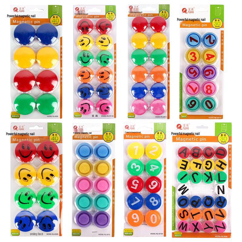 Smiley Face Magnetic Buttons: Colorful, Strong Magnets for Whiteboards & Chalkboards