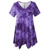 Plus-size Fashion Women's Tie-dye V-neck Hem Irregular Short-sleeved Loose Top