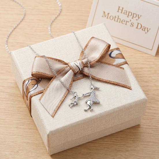 Mother Daughter Necklace for Mom Sparkling Rhinestone Girl Mom Pendant Necklace Mother's Day Gift from Daughter