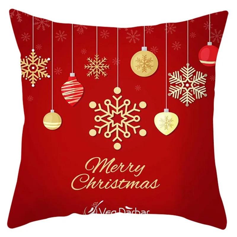 Christmas Decoration Pillow Cover Christmas Hat Christmas Tree Santa Elk Text Gift Gingerbread Man Sofa Home Decor Pillow Cover
