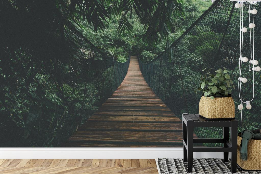 Photomural Suspension Bridge In A Forest Washable Fleece 405x270