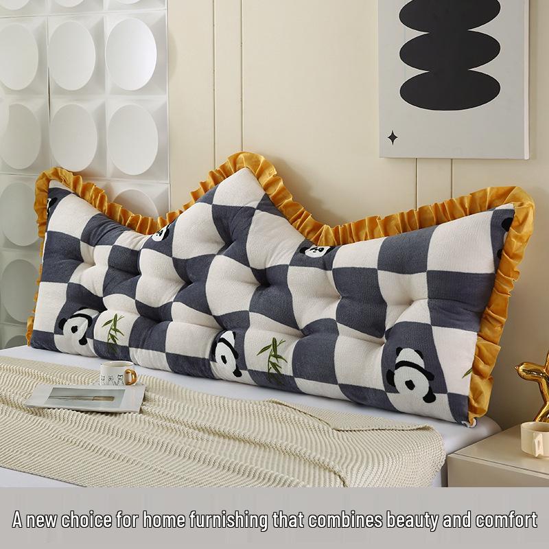 "Princess-Style Crown Bed Cushion: Soft Fabric Backrest for Bedroom or Tatami"