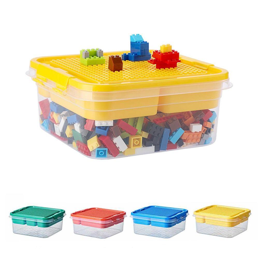 Stackable Building Blocks Storage Box Transparent Double-layer storage Children's Organizer Multi-Compartment Building Base