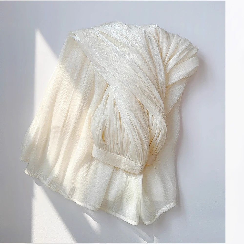 Women's Spring/Summer Pearlescent Shimmer Chiffon A-Line Skirt - Drapey Pleated Sheer Midi Skirt with Fairy-Tale Elegance