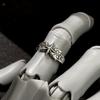 Retro Hexagram Six-point Star Adjustable Open Ring For Men Silver-plated Copper Punk Gothic Edgy  Unisex Accessories Gift