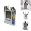 Creative Acrylic Office Pen Cup With Digital Date Clock And Multifunction Storage For Professionals