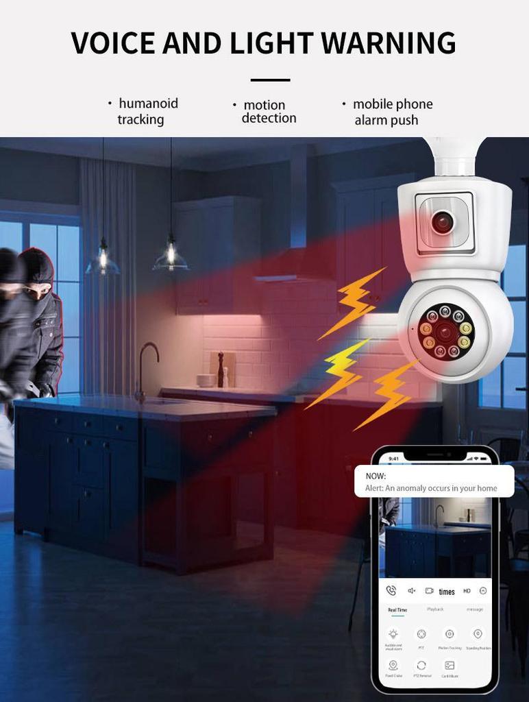 ICSEE HD Wireless Light Bulb Camera 6MP with Dual Light Night Vision and Mobile Remote Control