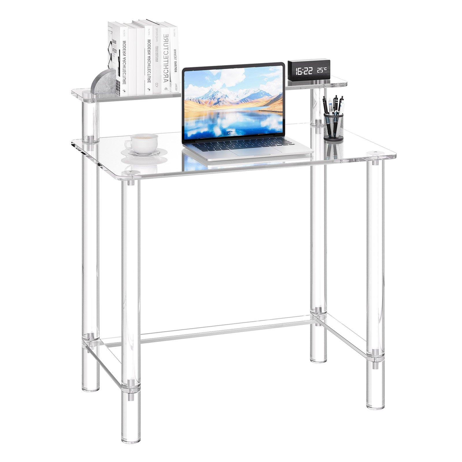VEVOR Acrylic Table, 2 Tiers Clear
