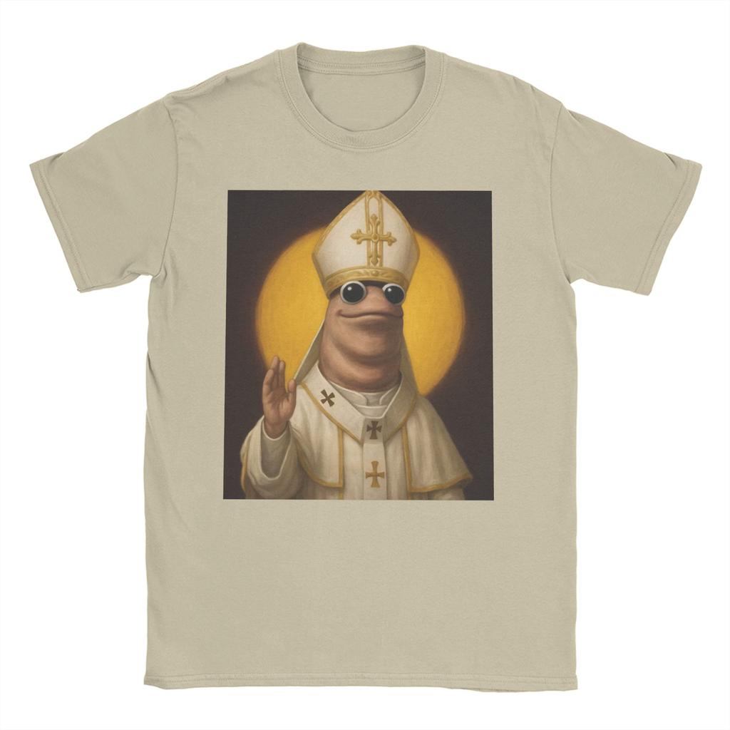 Marcus The Worm Meme TShirts for Men Women Jesus Christ God Holy Novelty Pure Cotton Tees Short Sleeve T Shirt Adult Clothes