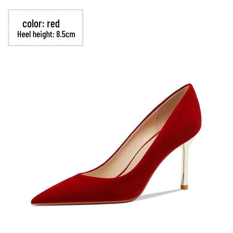 

Красные свадебные туфли в китайском стиле 2025: Удобные замшевые туфли на высоком каблуке для невест 40