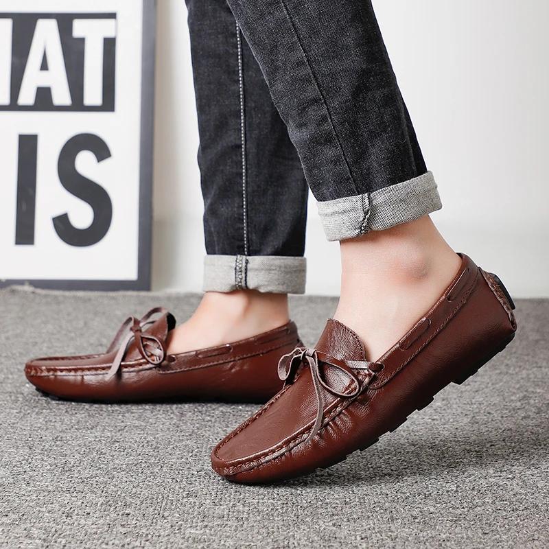 Summer Luxury Brand Men Casual Shoes Soft Genuine Leather Mens Loafers Moccasins Italian Designer Breathable Slip on Boat Shoes