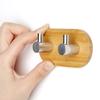 Bamboo Clothes Hook Towel Keys Adhesive Hook Stainless Steel Rustproof Coat Towel Holder Kitchen Bathroom Decorative Hanger